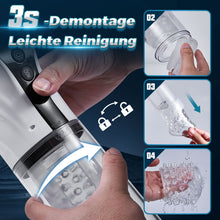 Load image into Gallery viewer, 9 Saugen&amp;Rotation&amp;Teleskopische LCD-Masturbator Cup mit Sprachfunktion